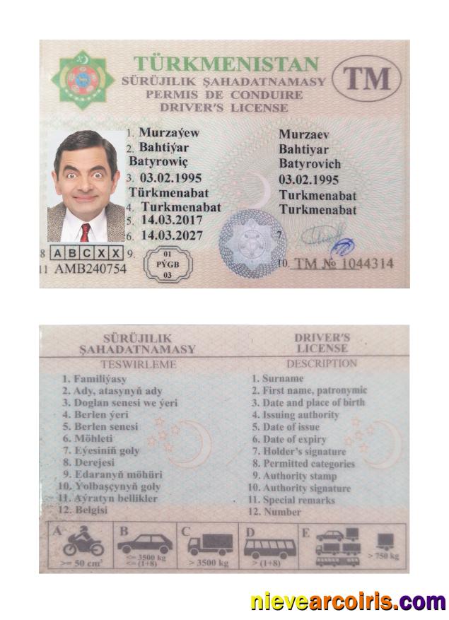 Turkmenistan driving license